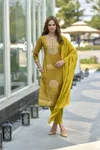 Tew Tissue With Floral Print And Embroidery Kurti With Bottom Dupatta Wholesale In India